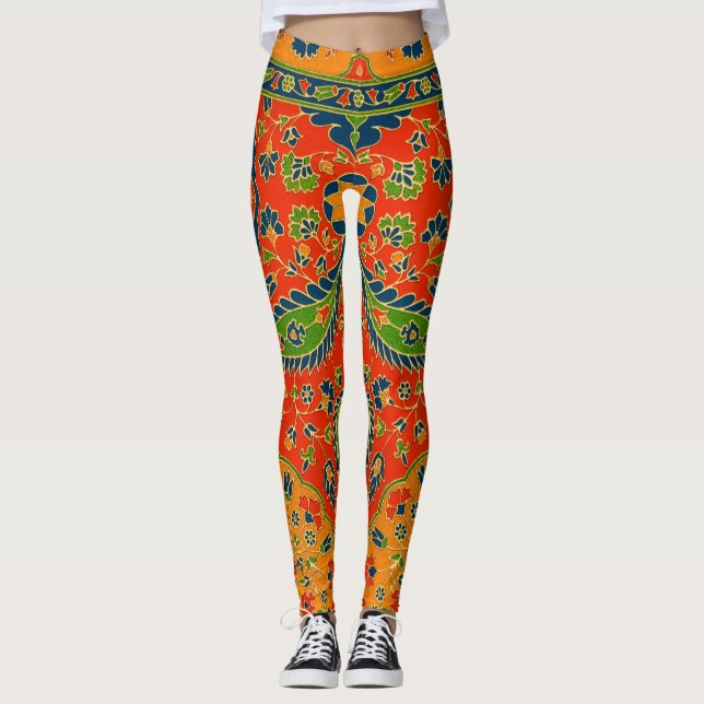 Leggings Impression florale persane décorative (Devant)