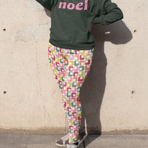 Leggings Impression géométrique rétro 1970 Noël à motifs