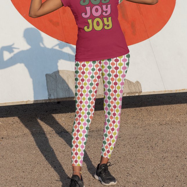 Leggings Impression géométrique rétro 1970 Noël à motifs (Créateur téléchargé)