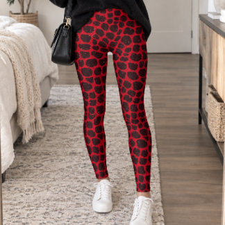 Leggings Impression Girafe Rouge Noir