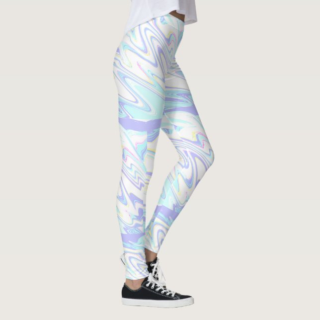 Leggings Impression holographique Pastel bleu violet jaune (Droite)
