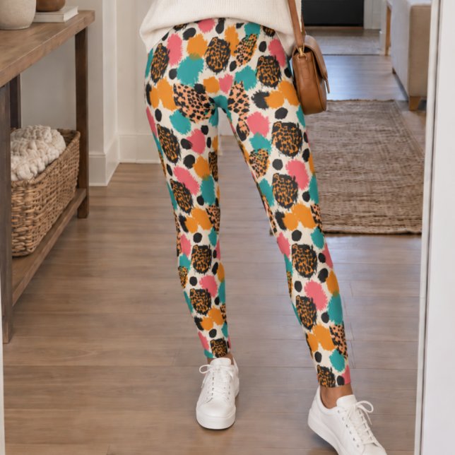 Leggings Impression léopard abstraite colorée (Créateur téléchargé)