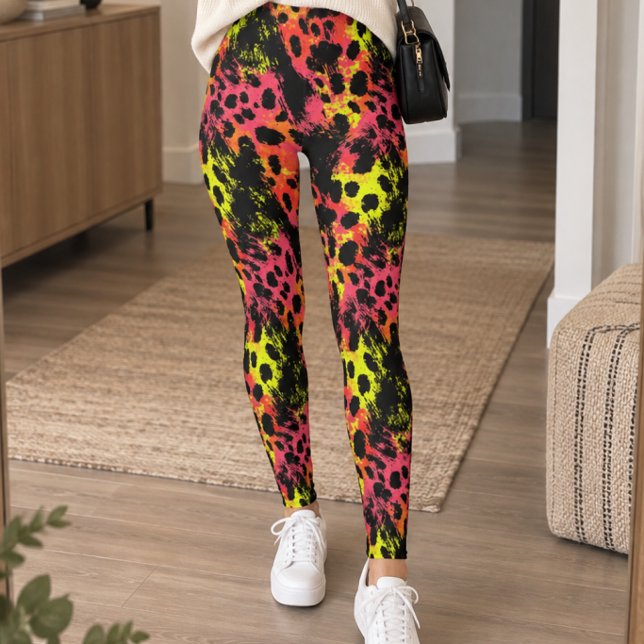 Leggings Impression léopard abstraite néon (Créateur téléchargé)