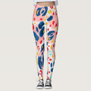 Leggings Impression léopard : aquarelle peinte à la main.