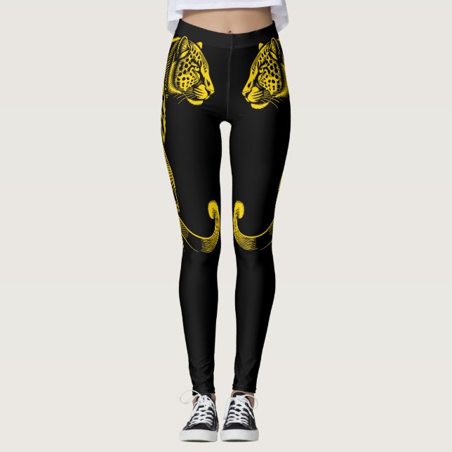 Leggings Impression léopard doré motif safari amusant (Devant)