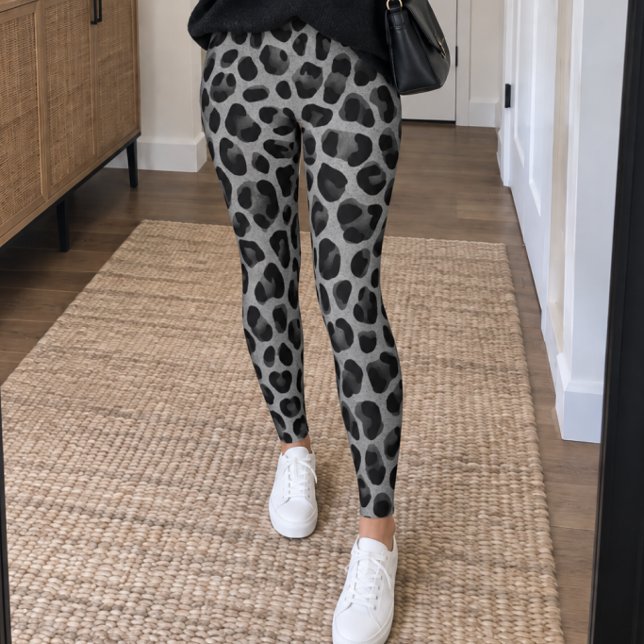 Leggings Impression léopard gris noir (Créateur téléchargé)