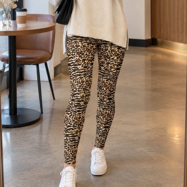 Leggings Impression mixte léopard et rayures de tigre (Créateur téléchargé)