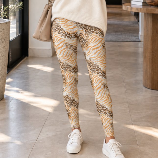Leggings Impression mixte léopard et rayures zèbre (Créateur téléchargé)