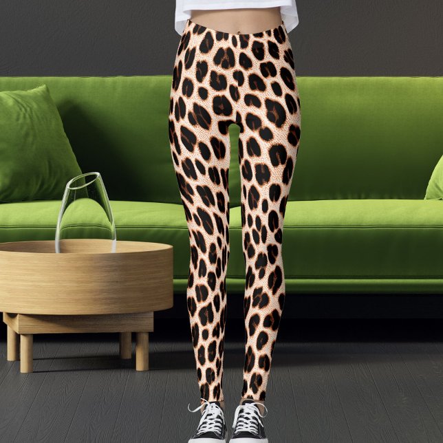 Leggings Impression motif peau de léopard noir marron blanc (Créateur téléchargé)