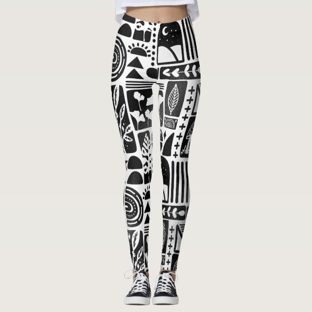 Leggings Impression noir et blanc (Devant)