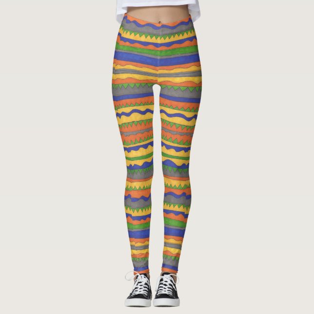 Leggings Impression par bandes en gras (Devant)