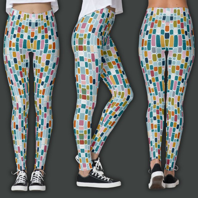 Leggings Impression Rétro | Blocs de Couleur (Créateur téléchargé)