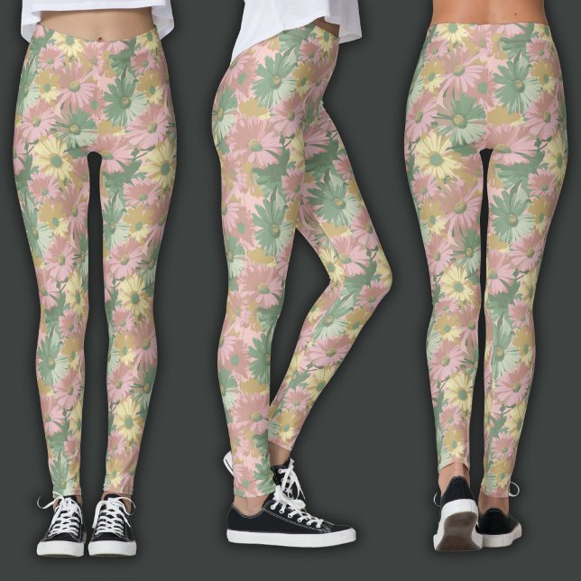 Leggings Impression Rétro | Floral Aquarelle (Créateur téléchargé)