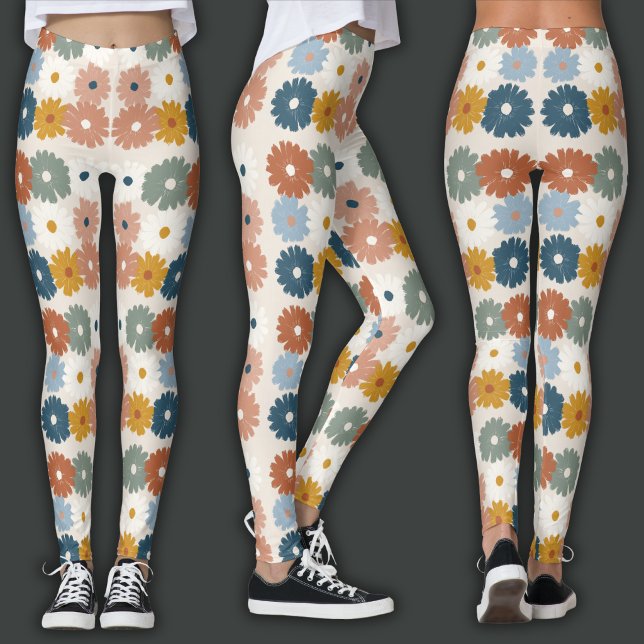 Leggings Impression Rétro | Floral Pastel (Créateur téléchargé)