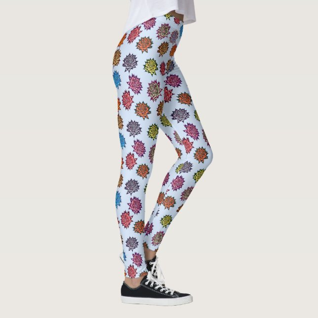 Leggings Impression Rose pointillée, Modèle Floral Moderne (Droite)