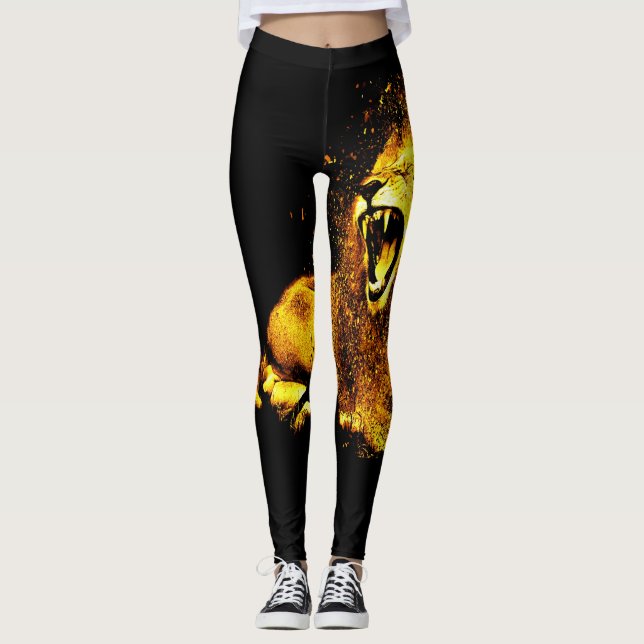 Leggings Impression Rotation Lion Or (Devant)