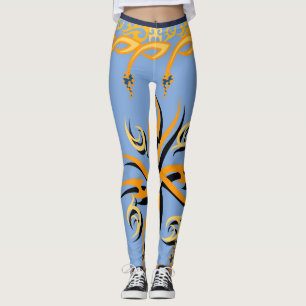 Leggings Impression tribale bleue et orange