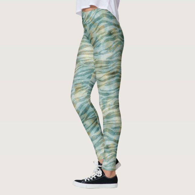 Leggings Impression turquoise Gold Zebra (Gauche)