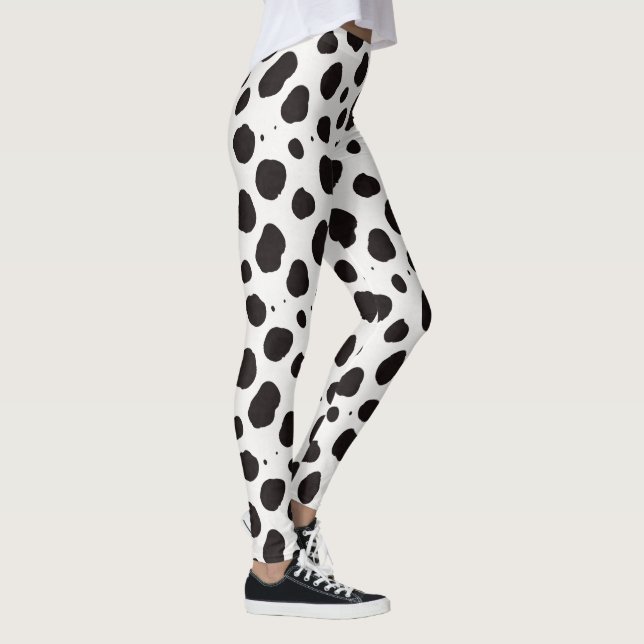 Leggings Impression vache noir blanc motif tendance (Droite)