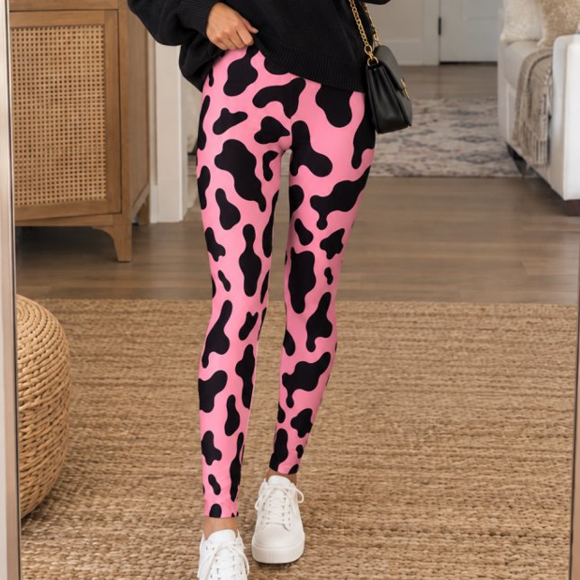 Leggings Impression vache noir rose (Créateur téléchargé)