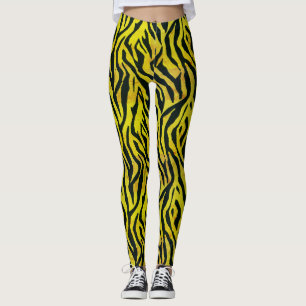 Leggings Impression Zèbre jaune et noir