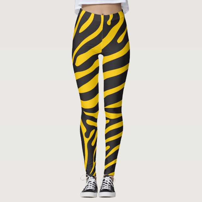 Leggings Impression Zèbre noir et jaune (Devant)