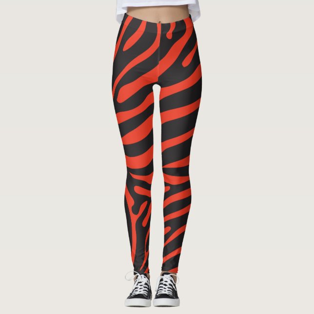 Leggings Impression Zèbre noir et rouge (Devant)