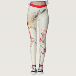 LEGGINGS IMPRIMANTE JAPONAISE DE BLOSSOMS D'OISEAUX ET DE C