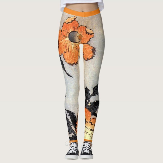 LEGGINGS IMPRIMANTE JAPONAISE DE LEGINGS IMPRIMÉS EN FLEURS (Devant)