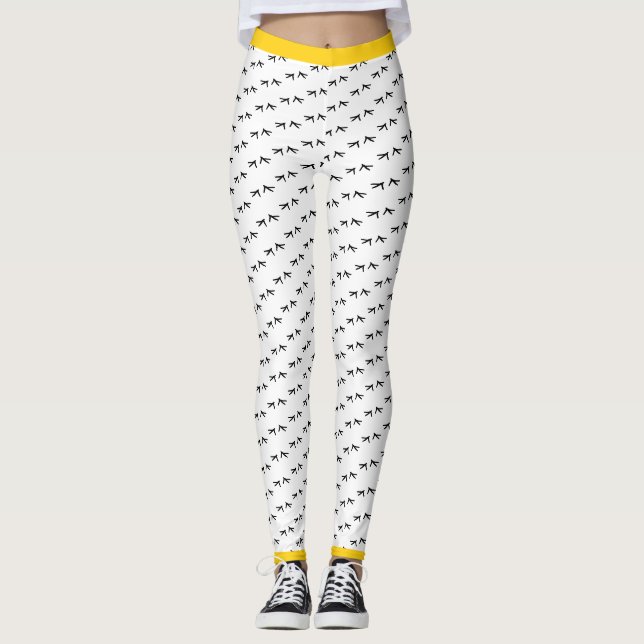 Leggings Imprimantes de pied de poulet fou Pop jaune (Devant)