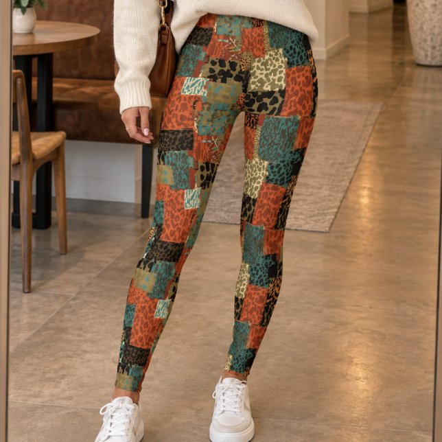Leggings Imprimé Animal Patchwork Rétro (Créateur téléchargé)
