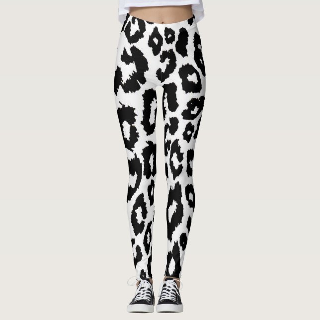 Leggings Imprimé animalier léopard noir et blanc (Devant)