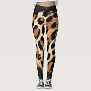 Leggings Imprimé animalier léopard peint en noir marron crè