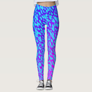 Leggings Imprimé Animalier Néon Bleu Et Violet