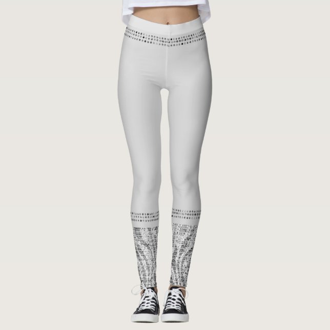 Leggings Imprimé animalier sauvage zébré argenté blanc Exot (Devant)