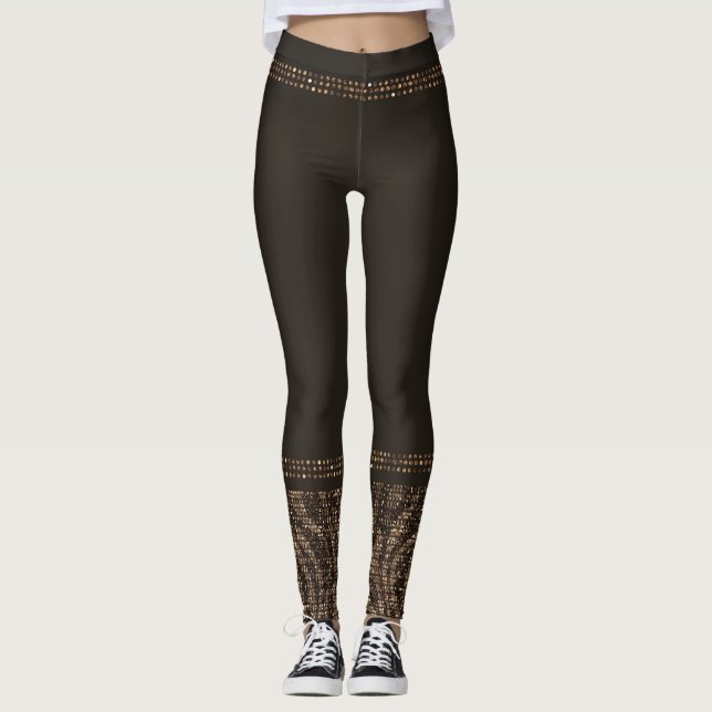 Leggings Imprimé animalier sauvage zèbre or marron Exotique (Devant)