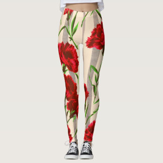 Leggings imprimé de fleurs rouges