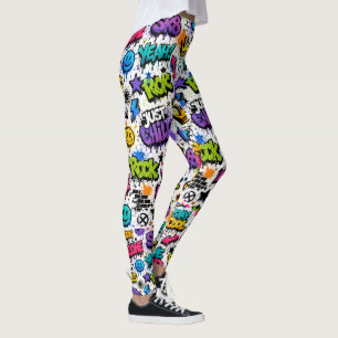 Leggings Imprimé de graffiti coloré de style hip hop amusan