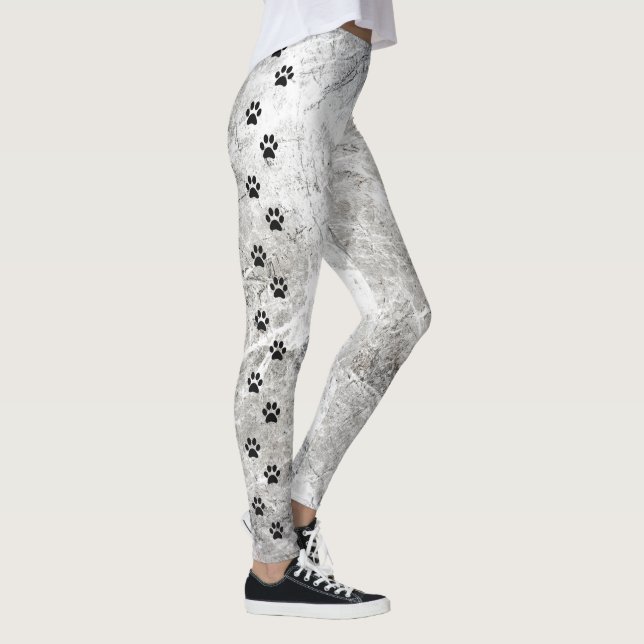 Leggings Imprimé élégant de marbre noir et blanc avec empre (Droite)