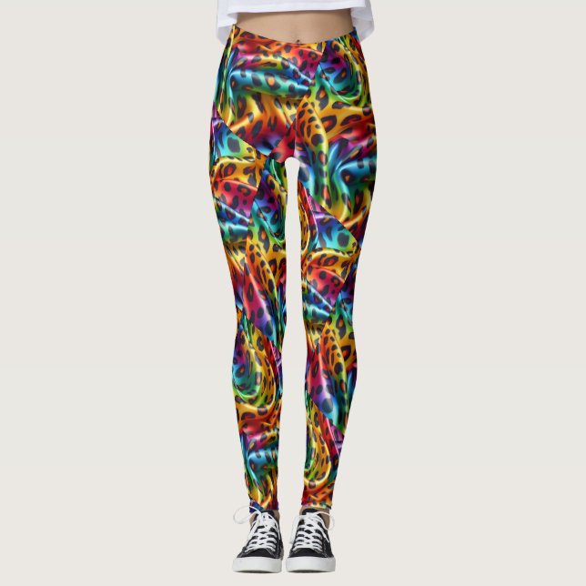 Leggings imprimé léopard arc-en-ciel | Psychédéliq (Devant)