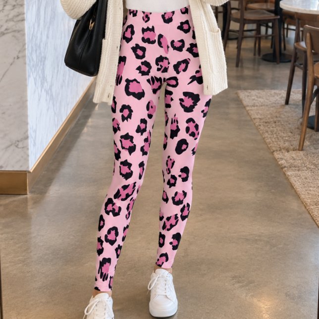 Leggings Imprimé léopard noir rose pastel (Créateur téléchargé)