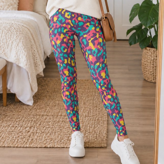 Leggings Imprimé Léopard Rétro Vibrant (Créateur téléchargé)