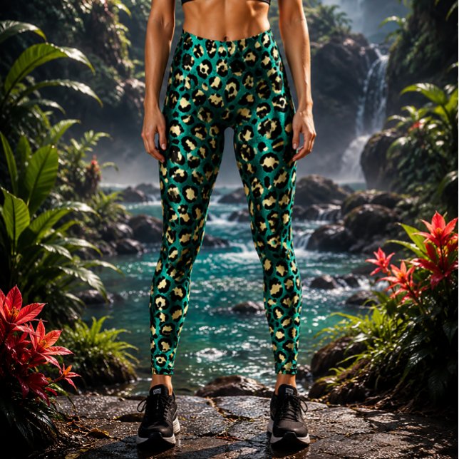 Leggings Imprimé léopard sarcelle et or (Créateur téléchargé)
