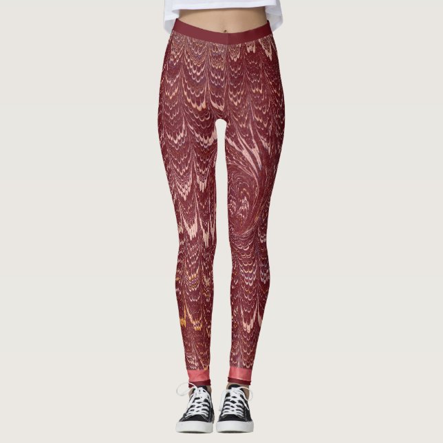 Leggings imprimé marbre rouge brique (Devant)