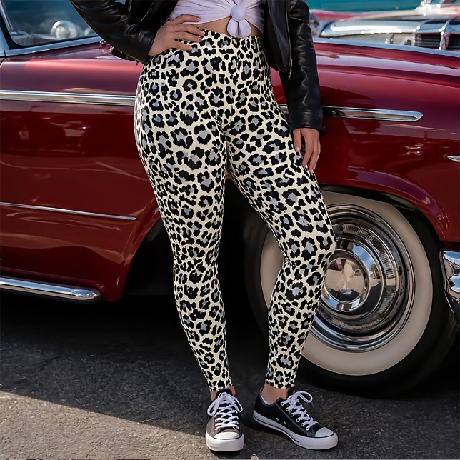 Leggings Imprimé Punk Rétro Léopard des Neiges Inspiré des  (Créateur téléchargé)