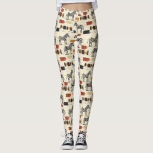 Leggings Imprimé vintage safari bohème rustique à motif zèb