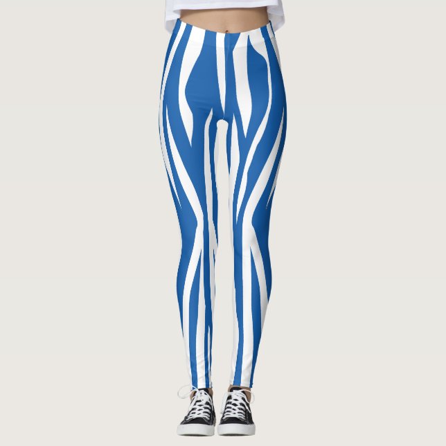 Leggings Imprimé zèbre bleu denim (Devant)