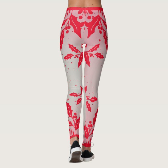 Leggings IMPRIMÉE HAUTE jambe GRIS ET ROUGE (Dos)