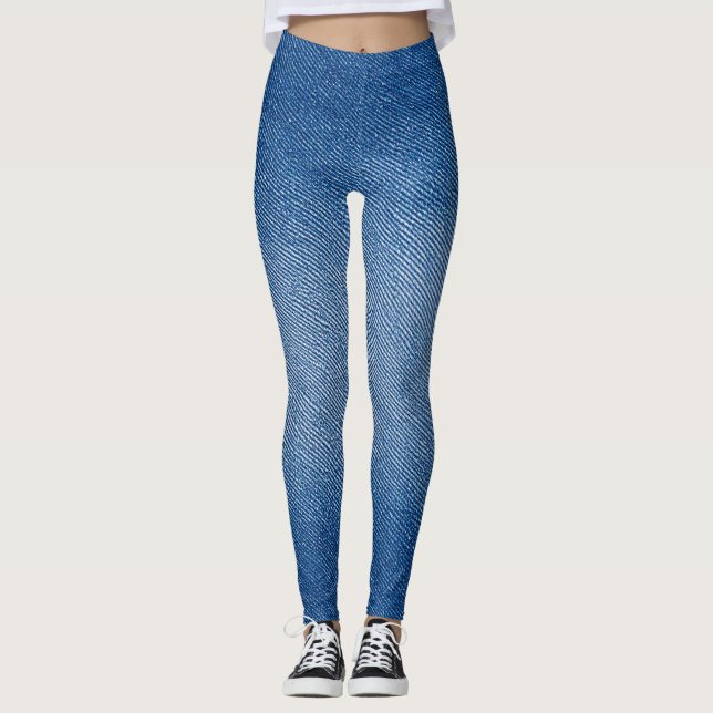 Leggings imprimées entièrement de motif de jeans b (Devant)