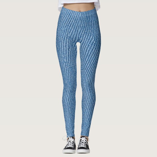 Leggings imprimées entièrement de motif de jeans b (Devant)